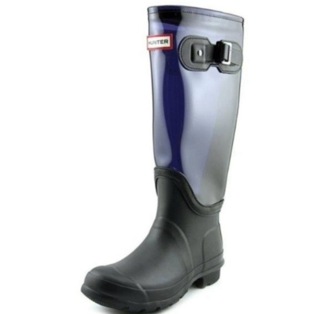 Hunter Glossy Black and Navy Rain Boots